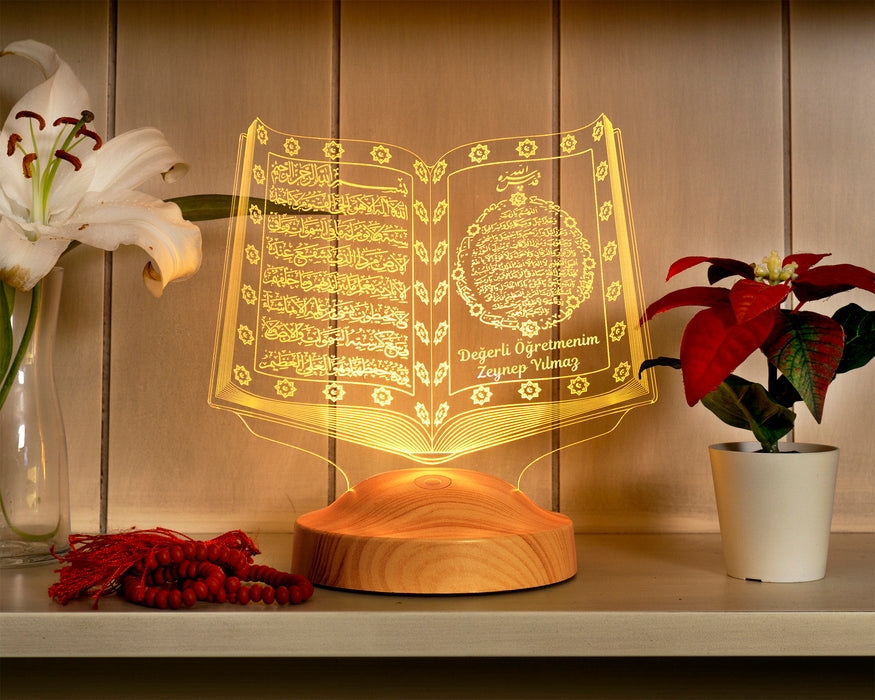 Öğretmenler Günü Hediyesi, Kuran-ı Kerim Modeli, Mezuniyet Hatıra Hediyesi, Öğretmene Hediye, Kişiye Özel Led Lamba