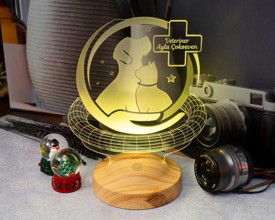 Dünya Veteriner Hekimler Günü Hediyesi, Kişiye Özel Veteriner Hekim 3D Led Lamba