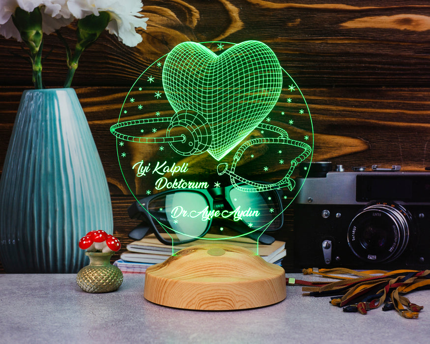 Doktora Hediye, İsimli Canım Doktorum Hediyes 3 Boyutlu Led Lamba 14 Mart Tıp Bayramı Hediyesi