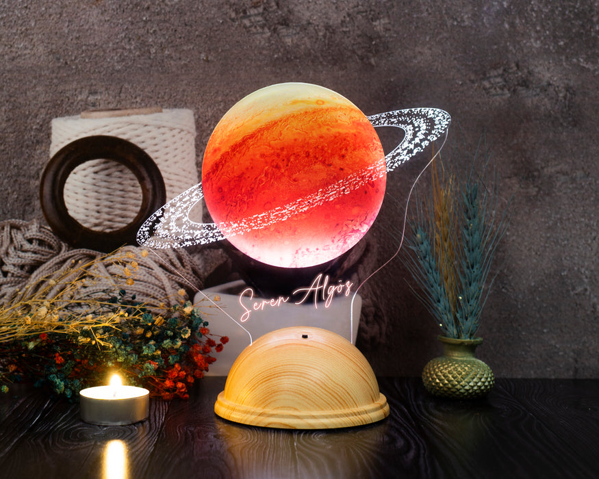 Uzay Temalı, İsimli Çocuk Odası Hediyesi, Galaksi Hediyesi, Gezegenler, Satürn Led Lamba