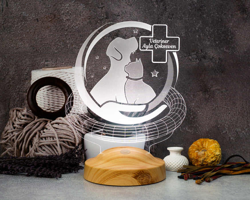 Dünya Veteriner Hekimler Günü Hediyesi, Kişiye Özel Veteriner Hekim 3D Led Lamba