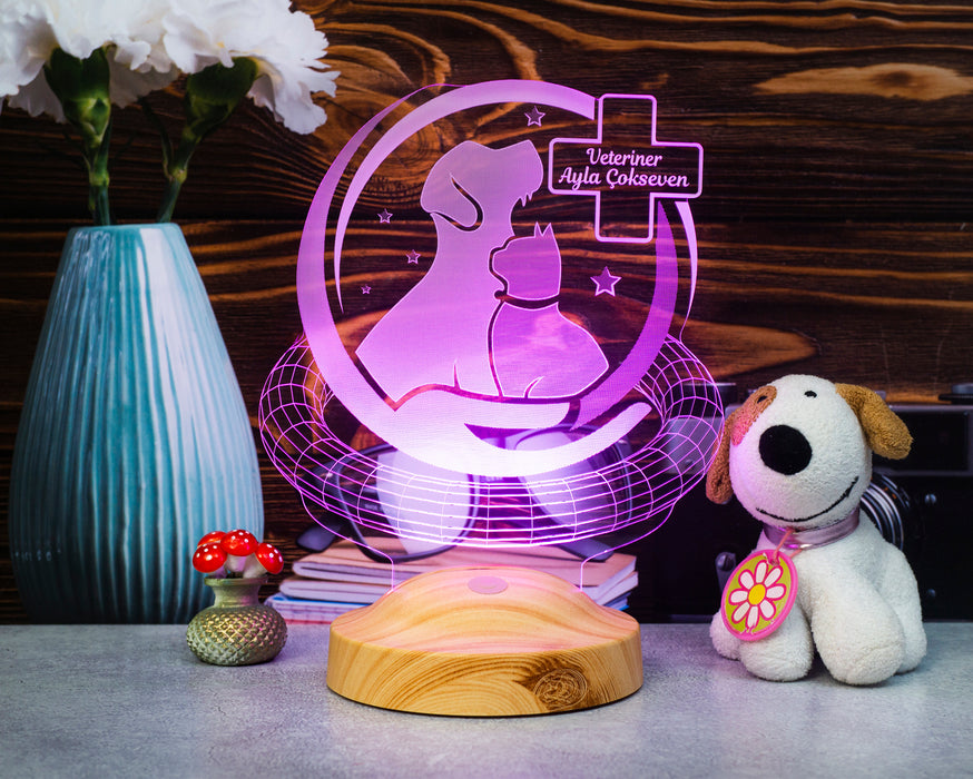 Dünya Veteriner Hekimler Günü Hediyesi, Kişiye Özel Veteriner Hekim 3D Led Lamba