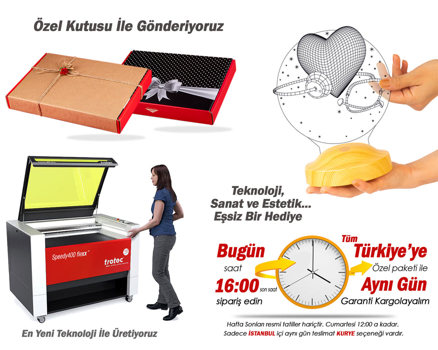 Doktora Hediye, İsimli Canım Doktorum Hediyes 3 Boyutlu Led Lamba 14 Mart Tıp Bayramı Hediyesi