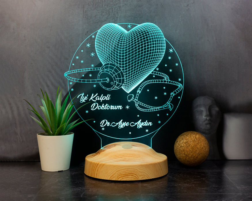 Doktora Hediye, İsimli Canım Doktorum Hediyes 3 Boyutlu Led Lamba 14 Mart Tıp Bayramı Hediyesi
