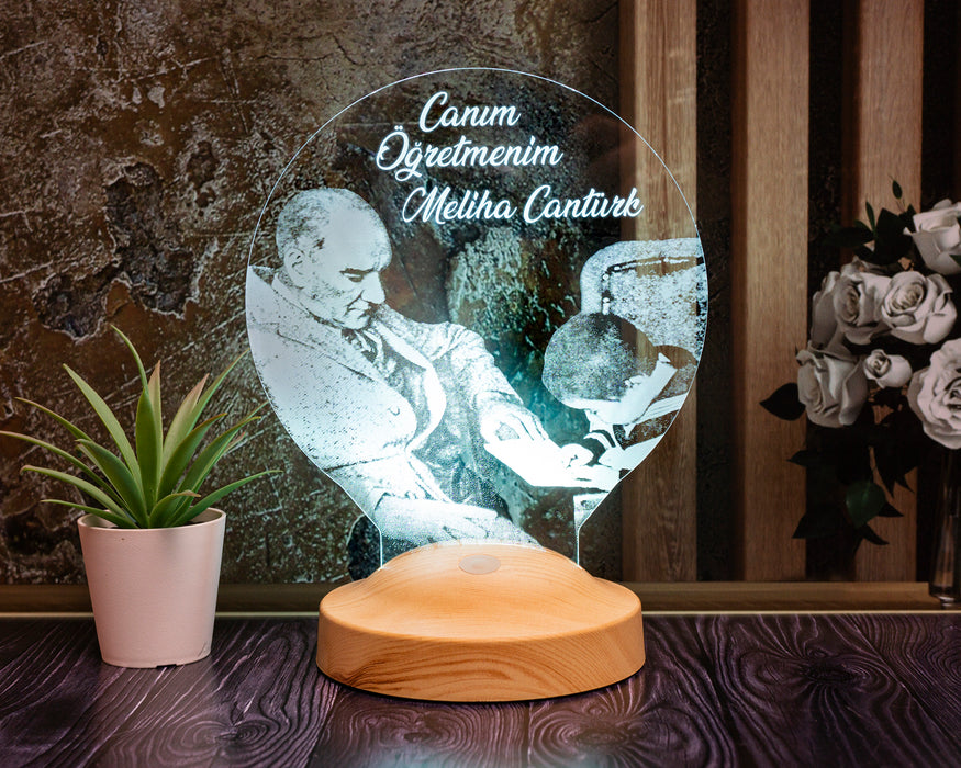 Canım Öğretmenim Atatürk, Öğretmenler Günü Hediyesi, Mezuniyet Hatırası Hediyesi, Kişiye Özel Lamba