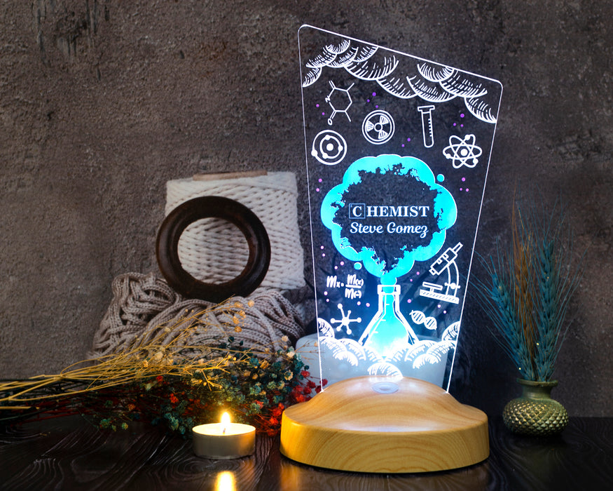 Kimya Öğretmenine Hediye, Kimya Öğretmenine Meslek Hediyesi Led Masa Lambası, Kimya Günü ve Kimyagerler