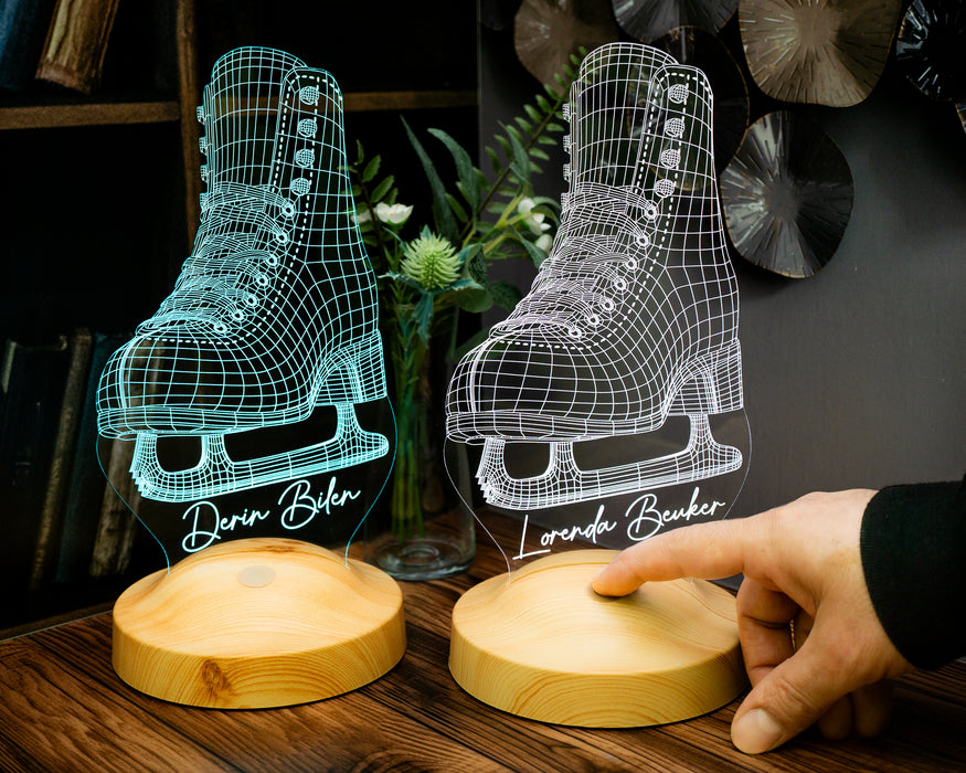 Buz Pateni 3D Led Lamba – Artistik Buz Pateni Sporcusuna Özel Hediye, Buz Pateni Sporcu ve Antrenör Hediyesi Edea, Jackson