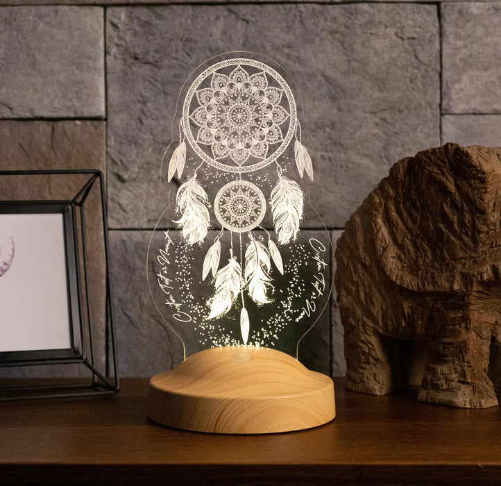 Kişiye Özel Dreamcatcher Düş Kapanı Gece Lambası, Rüya Kapanı ile Çakra Odası Dekoru, Kişiselleştirilmiş Başucu Led Lamba, En İyi Hediye