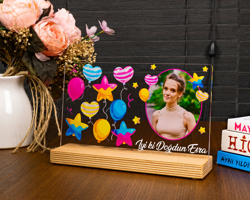 Kişiye Özel Pleksi Şeffaf Tablo Fotoğraflı Doğum Günü Hediyesi Özel Hediye Paketli