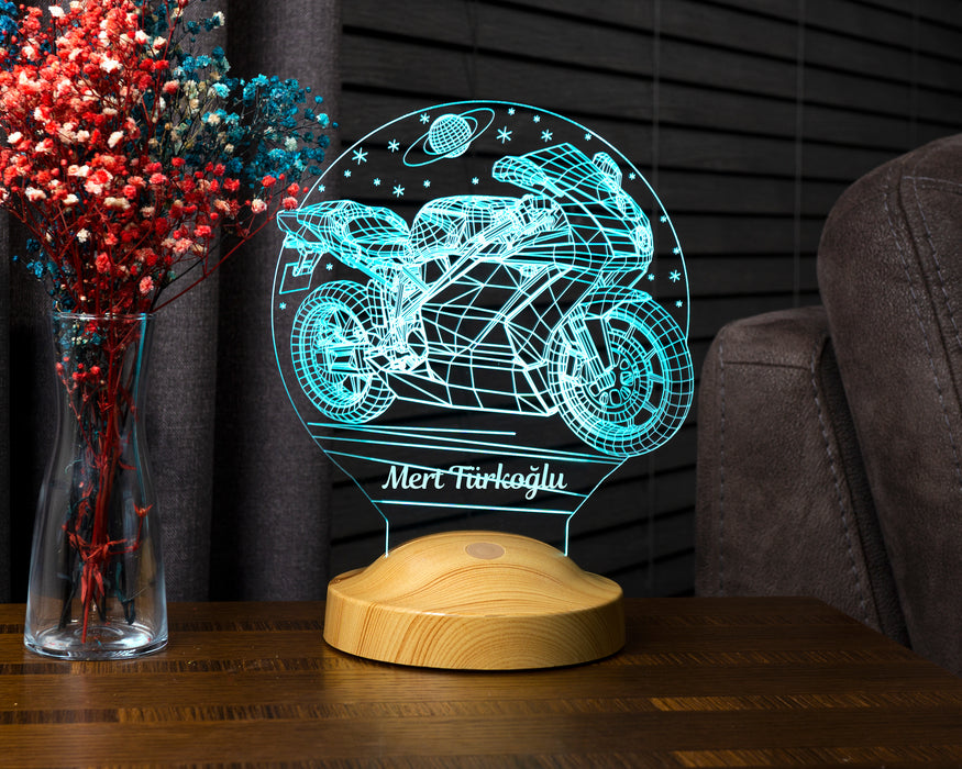 Racing Motosiklet Motor Hayranlarına Hediye 3D Led Lamba, Erkeğe Hediye, Motor GP Kişiye Özel 3 Boyutlu Lamba