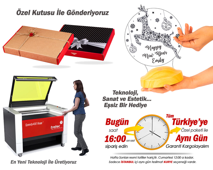 Yeni Yıl Hediyesi Kişiye Özel Yılbaşı Hediyesi Sıçrayan Geyik Led Lamba