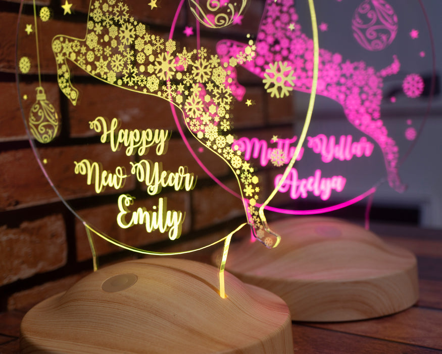 Yeni Yıl Hediyesi Kişiye Özel Yılbaşı Hediyesi Sıçrayan Geyik Led Lamba