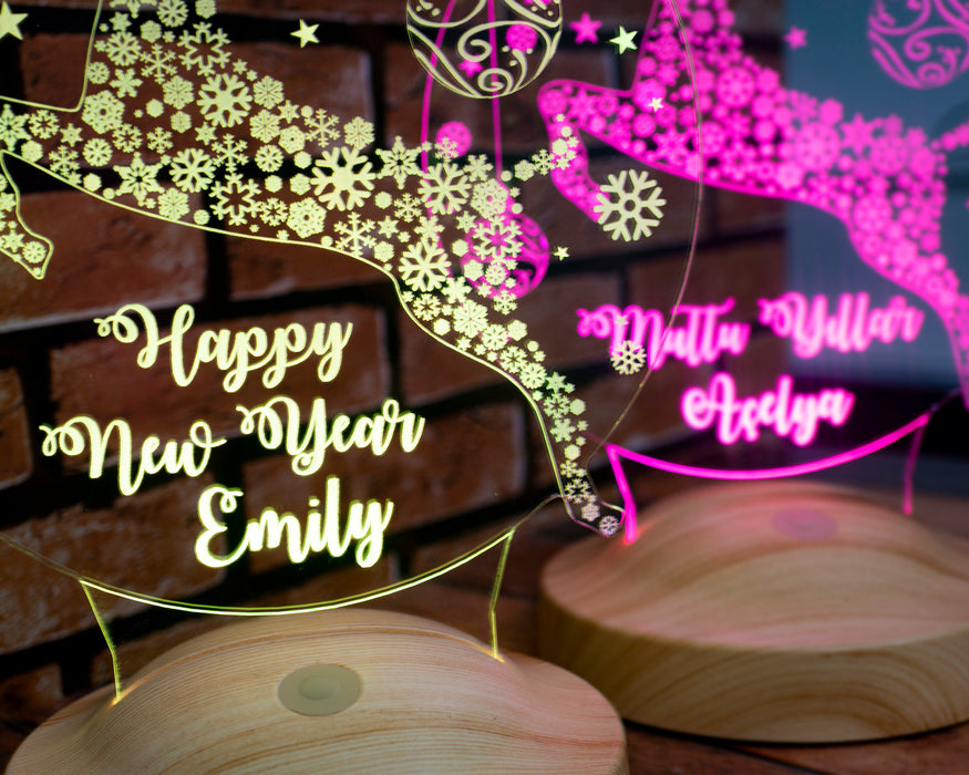 Yeni Yıl Hediyesi Kişiye Özel Yılbaşı Hediyesi Sıçrayan Geyik Led Lamba