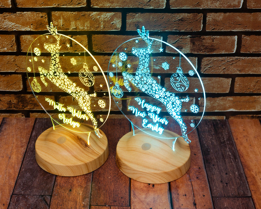 Yeni Yıl Hediyesi Kişiye Özel Yılbaşı Hediyesi Sıçrayan Geyik Led Lamba