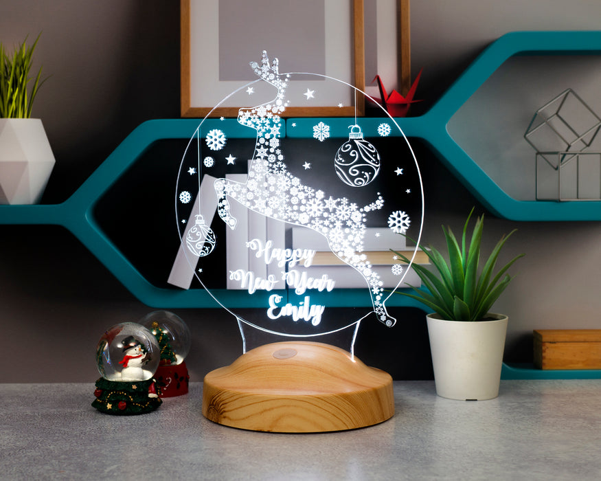 Yeni Yıl Hediyesi Kişiye Özel Yılbaşı Hediyesi Sıçrayan Geyik Led Lamba