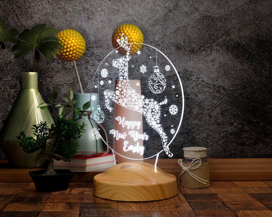 Yeni Yıl Hediyesi Kişiye Özel Yılbaşı Hediyesi Sıçrayan Geyik Led Lamba