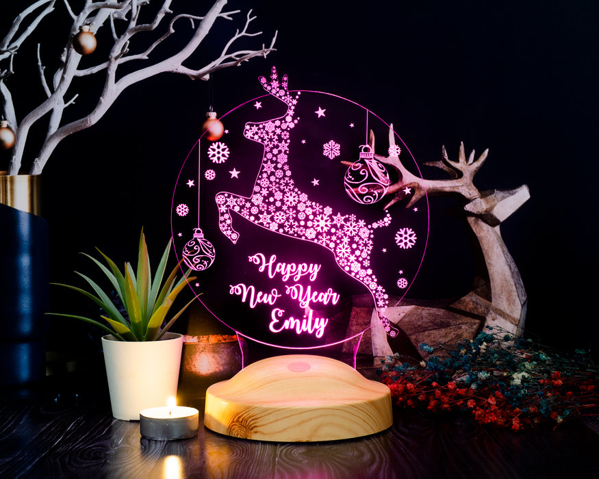 Yeni Yıl Hediyesi Kişiye Özel Yılbaşı Hediyesi Sıçrayan Geyik Led Lamba