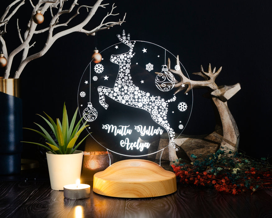 Yeni Yıl Hediyesi Kişiye Özel Yılbaşı Hediyesi Sıçrayan Geyik Led Lamba