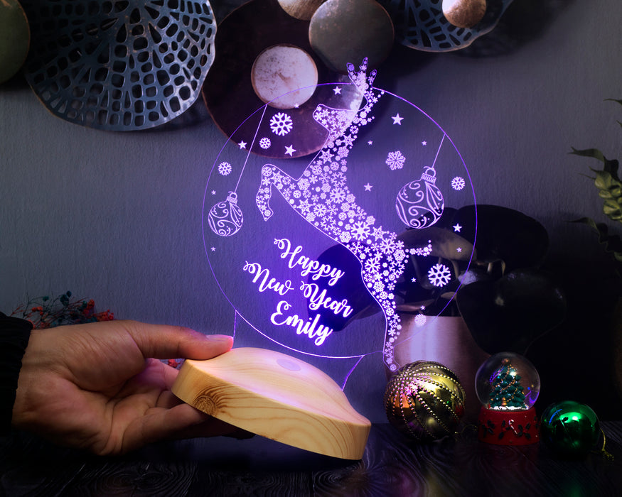 Yeni Yıl Hediyesi Kişiye Özel Yılbaşı Hediyesi Sıçrayan Geyik Led Lamba