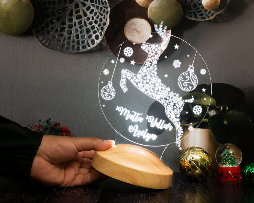 Yeni Yıl Hediyesi Kişiye Özel Yılbaşı Hediyesi Sıçrayan Geyik Led Lamba