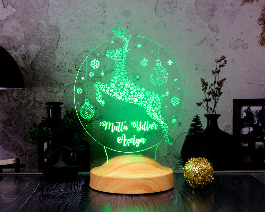 Yeni Yıl Hediyesi Kişiye Özel Yılbaşı Hediyesi Sıçrayan Geyik Led Lamba
