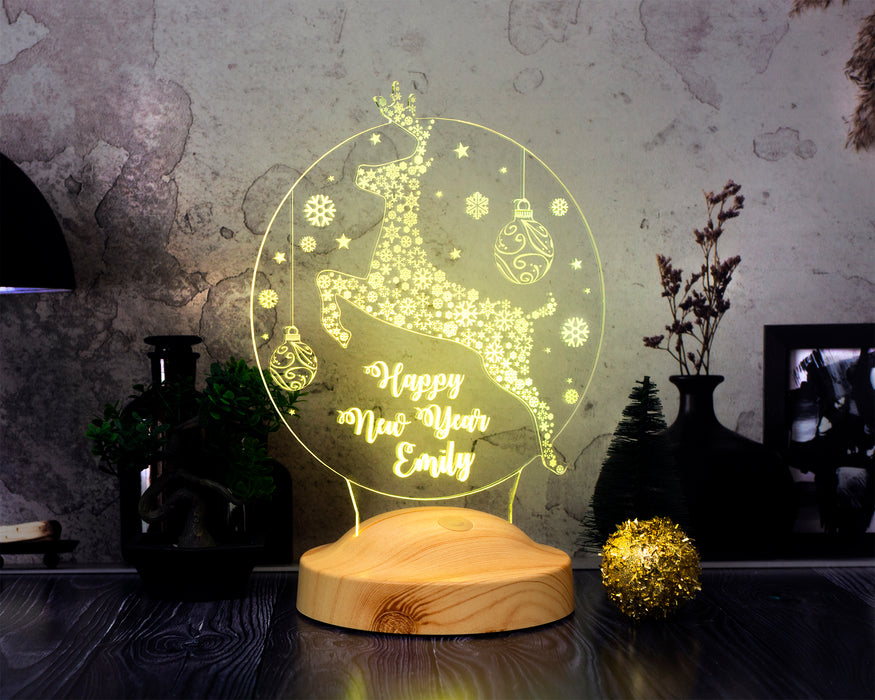 Yeni Yıl Hediyesi Kişiye Özel Yılbaşı Hediyesi Sıçrayan Geyik Led Lamba