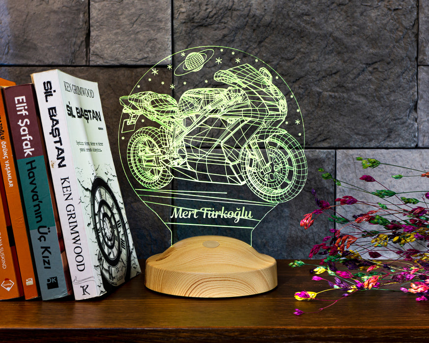 Racing Motosiklet Motor Hayranlarına Hediye 3D Led Lamba, Erkeğe Hediye, Motor GP Kişiye Özel 3 Boyutlu Lamba