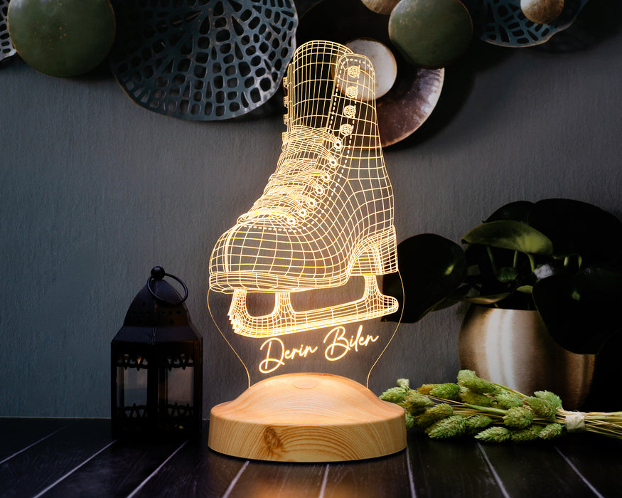 Buz Pateni 3D Led Lamba – Artistik Buz Pateni Sporcusuna Özel Hediye, Buz Pateni Sporcu ve Antrenör Hediyesi Edea, Jackson