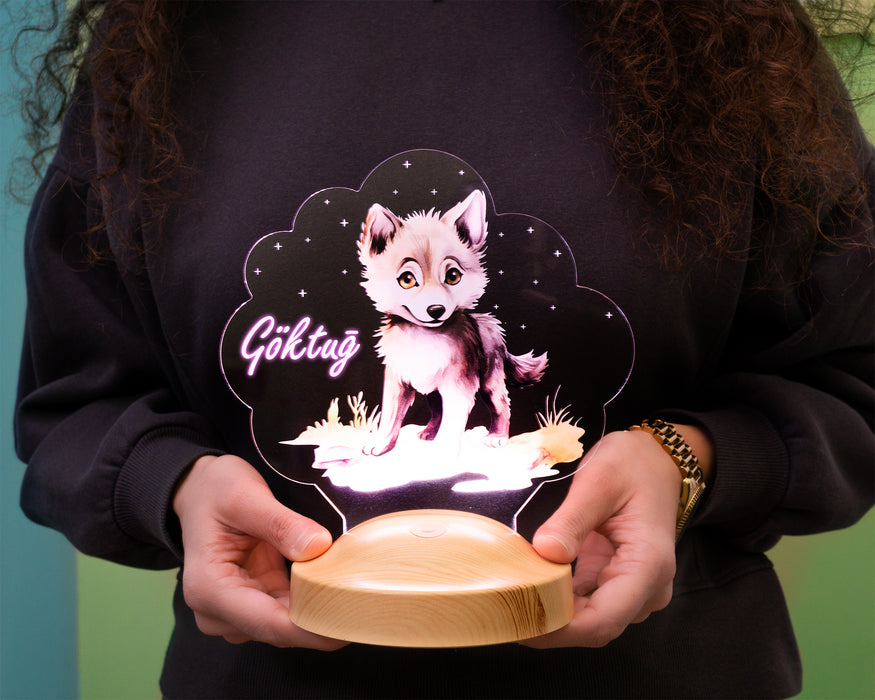 Sevimli Kurt Çocuk Odası Gece Lambası, Kurt Köpeği  Bebek Doğum Günü Hediyesi, İsimli Çocuk Hediyesi