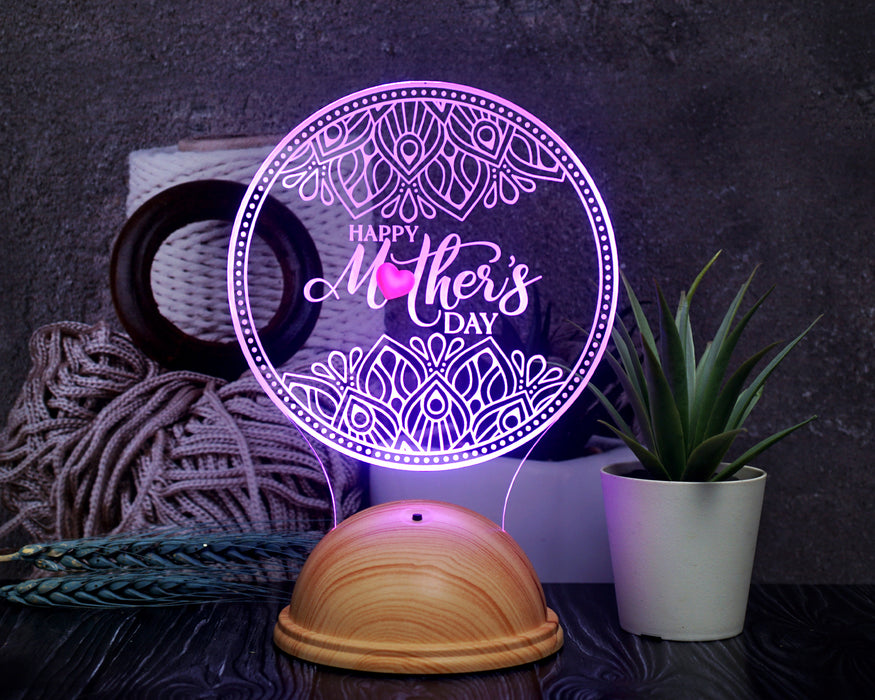Happy Mother's Day İşlemeli Anneler Günü Hediyesi Gece Lambası