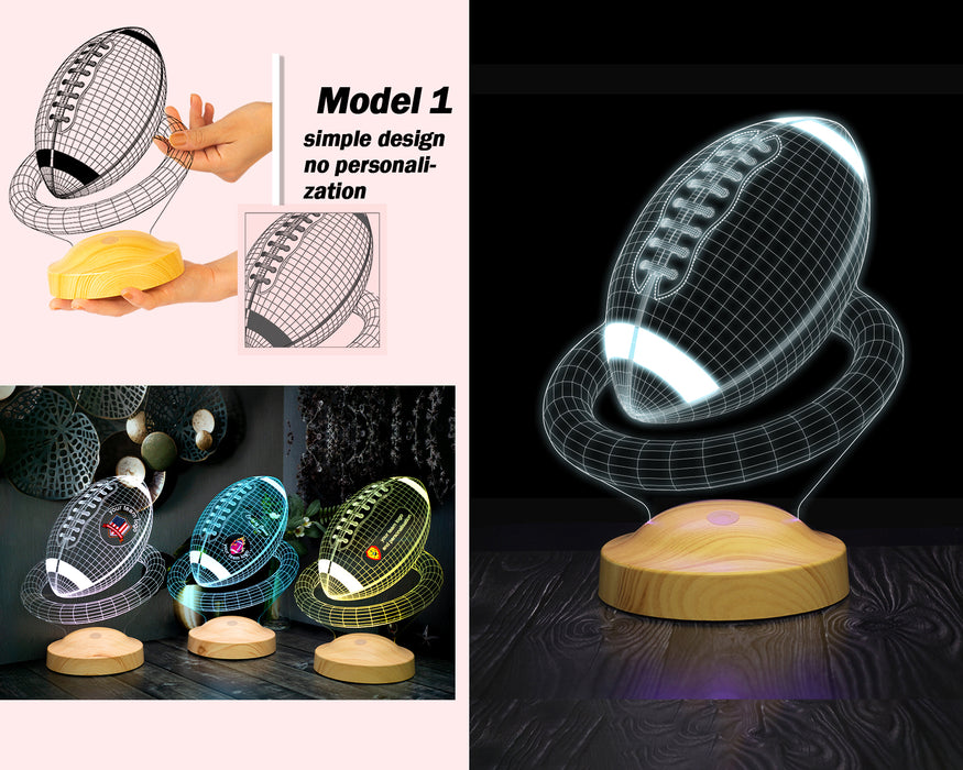 Amerikan Futbolu Topu Hediyesi Led Gece Lambası, Türkiye Korumalı Futbol Ligi Hediyesi, Amerikan Futbolu Hayranlarına Hediye 3 Boyutlu Gece Lambası