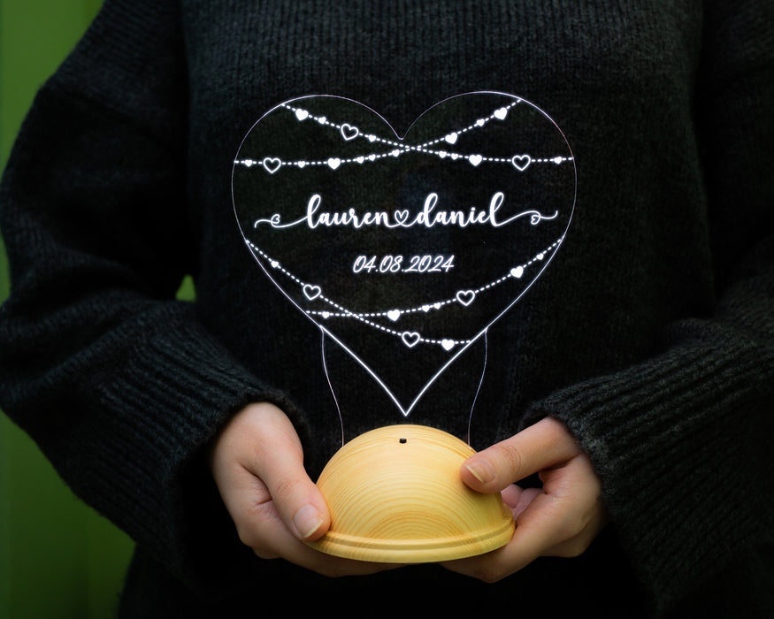 Sevgiliye Özel İsimli Kalp Led Gece Lambası - 14 Şubat, Doğum Günü ve Yıldönümü Hediyesi | Eşe, Nişanlıya Romantik Hediye