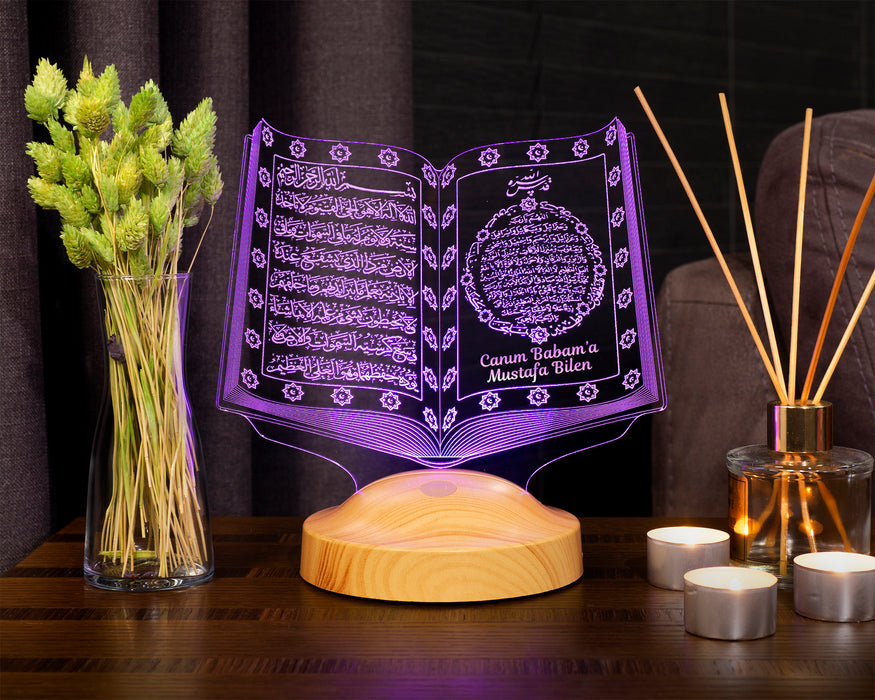 Babaya Dini Hediye, Babalar Günü Hediyesi Kuran-ı Kerim, Dedeye İslami Doğum Günü Hediyesi, Kişiye Özel Lamba Manevi Hatıra