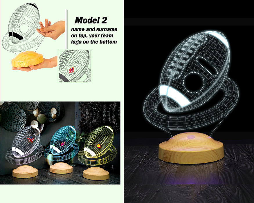 Amerikan Futbolu Topu Hediyesi Led Gece Lambası, Türkiye Korumalı Futbol Ligi Hediyesi, Amerikan Futbolu Hayranlarına Hediye 3 Boyutlu Gece Lambası