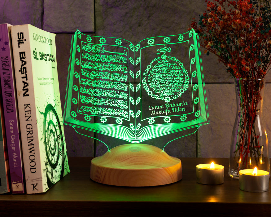 Babaya Dini Hediye, Babalar Günü Hediyesi Kuran-ı Kerim, Dedeye İslami Doğum Günü Hediyesi, Kişiye Özel Lamba Manevi Hatıra