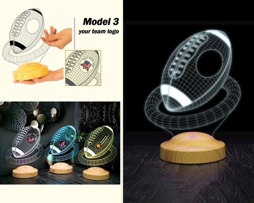 Amerikan Futbolu Topu Hediyesi Led Gece Lambası, Türkiye Korumalı Futbol Ligi Hediyesi, Amerikan Futbolu Hayranlarına Hediye 3 Boyutlu Gece Lambası