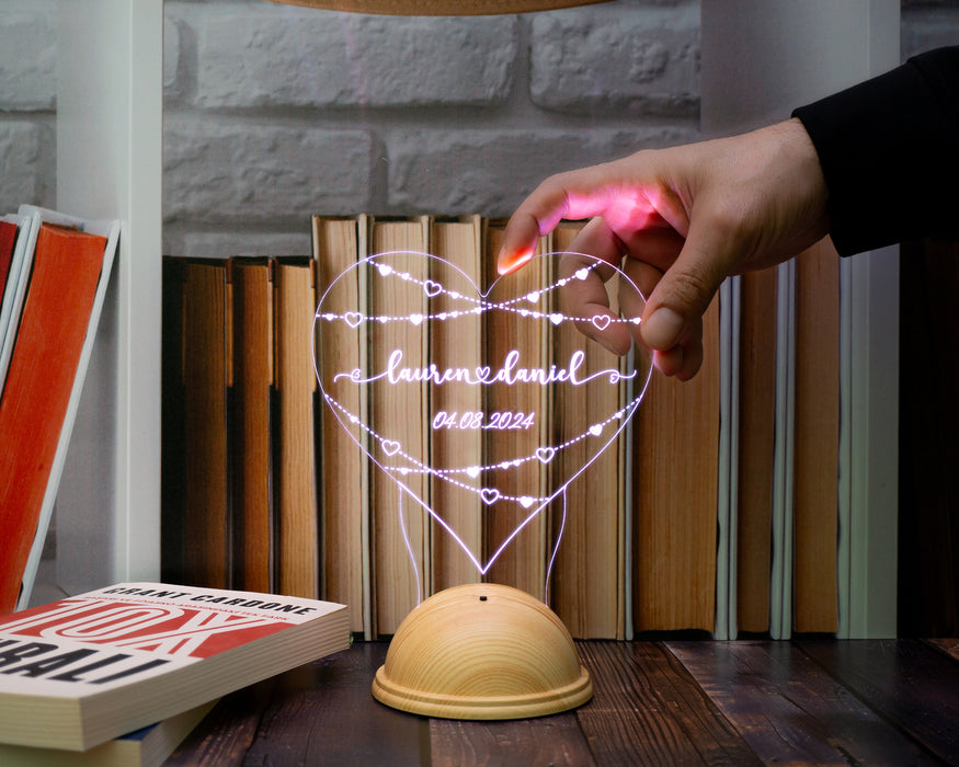 Sevgiliye Özel İsimli Kalp Led Gece Lambası - 14 Şubat, Doğum Günü ve Yıldönümü Hediyesi | Eşe, Nişanlıya Romantik Hediye