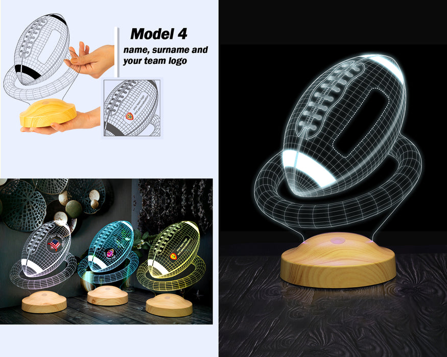 Amerikan Futbolu Topu Hediyesi Led Gece Lambası, Türkiye Korumalı Futbol Ligi Hediyesi, Amerikan Futbolu Hayranlarına Hediye 3 Boyutlu Gece Lambası