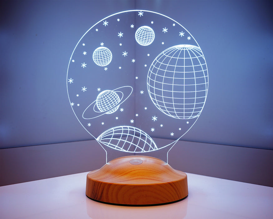 3 Boyutlu Uzay Temalı, Çocuk Odası Hediyesi, Galaksi Hediyesi, Gezegenler, Satürn Led Lamba