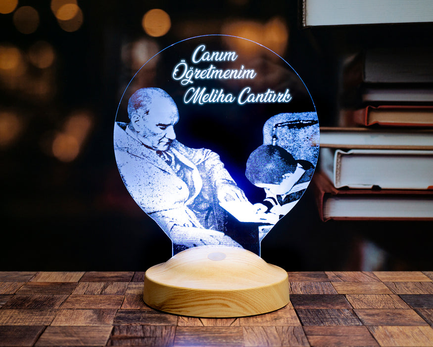 Canım Öğretmenim Atatürk, Öğretmenler Günü Hediyesi, Mezuniyet Hatırası Hediyesi, Kişiye Özel Lamba