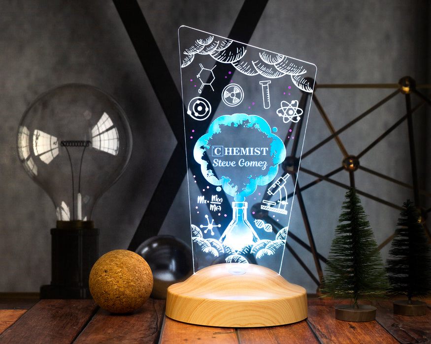 Kimya Öğretmenine Hediye, Kimya Öğretmenine Meslek Hediyesi Led Masa Lambası, Kimya Günü ve Kimyagerler