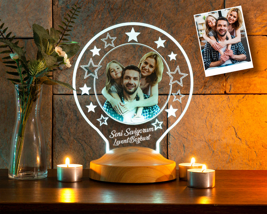Sevgililer Günü Hediyesi Kişiye Özel Renkli Resimli Led Lamba, Fotoğraflı Gece Lambası