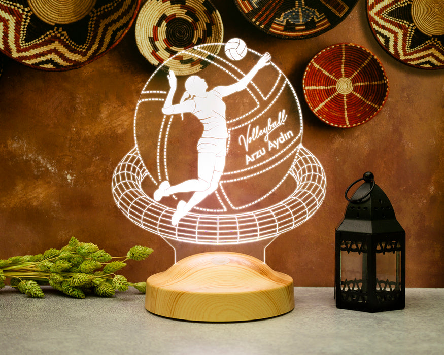 Voleybolcu Hediyesi Kişiye Özel Led Lamba, Voleybol Sevenlere Özel Hediye Gece Lambası
