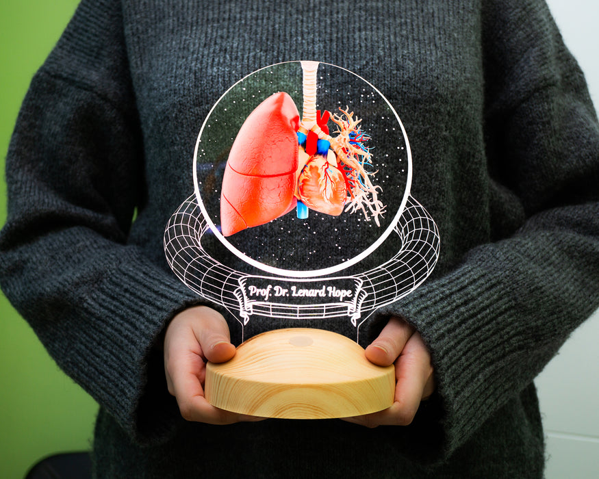 Akciğer Tasarımlı 3D Led Lamba – Göğüs Hastalıkları Uzman Doktoruna Özel Hediye, Pulmonoloji Uzmanlarına, Sağlık Çalışanlarına İsimli Kişiye Özel Hediye