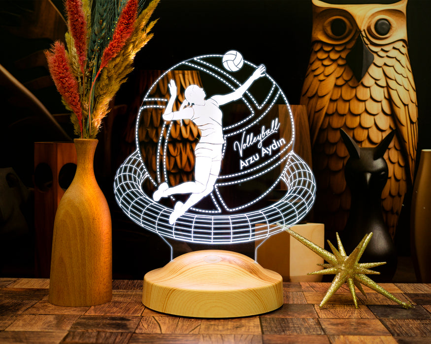 Voleybolcu Hediyesi Kişiye Özel Led Lamba, Voleybol Sevenlere Özel Hediye Gece Lambası