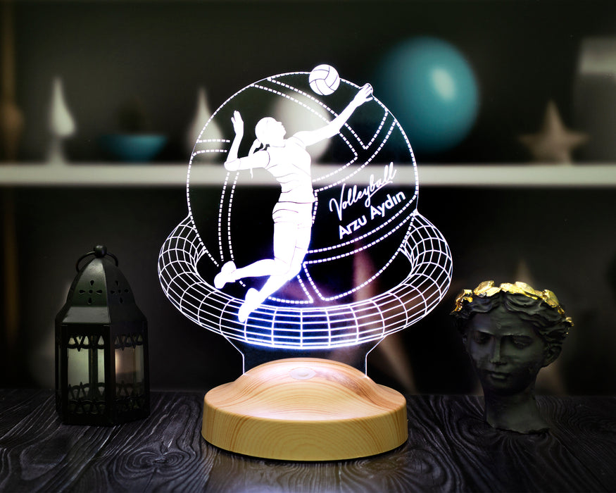 Voleybolcu Hediyesi Kişiye Özel Led Lamba, Voleybol Sevenlere Özel Hediye Gece Lambası