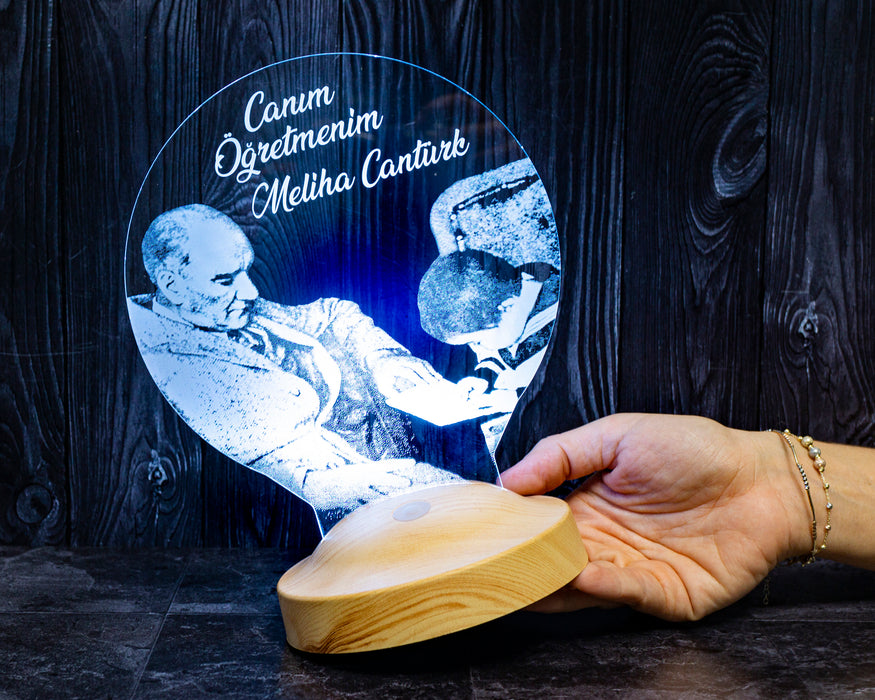 Canım Öğretmenim Atatürk, Öğretmenler Günü Hediyesi, Mezuniyet Hatırası Hediyesi, Kişiye Özel Lamba