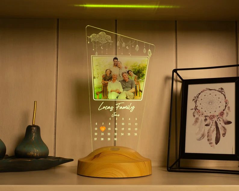 Kişiye Özel Fotoğraflı Takvim Led Lamba, Sevgililere Özel Resimli Gece Lambası, Çok Şık Özel Gün Hediyelik, Masa Üstü Dekoratif Ofis Hediyesi