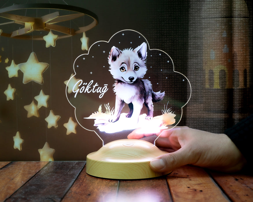 Sevimli Kurt Çocuk Odası Gece Lambası, Kurt Köpeği  Bebek Doğum Günü Hediyesi, İsimli Çocuk Hediyesi