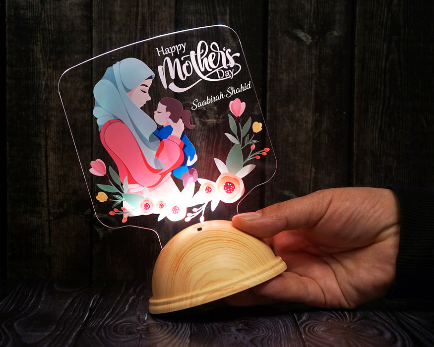 Başörtülü Anneye Özel LED Lamba – Kişiye Özel Anne ve Bebek Tasarımı